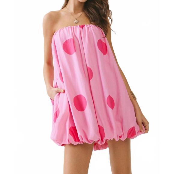 NEW TCEC pop polka mini dress in pink - Picture 2 of 5